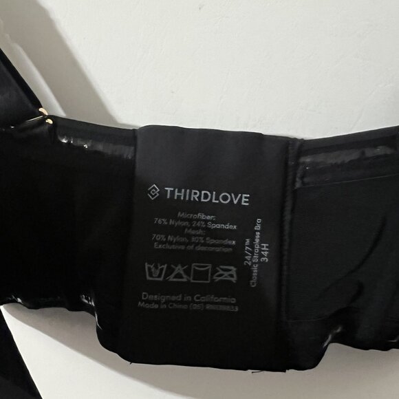 NEW ThirdLove Black 24/7 Classic Strapless Bra Underwired Bra Size 34H - Picture 4 of 6